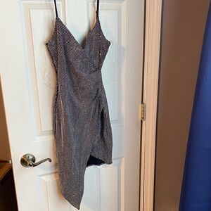 AKIRA Black and White Asymmetrical Dress